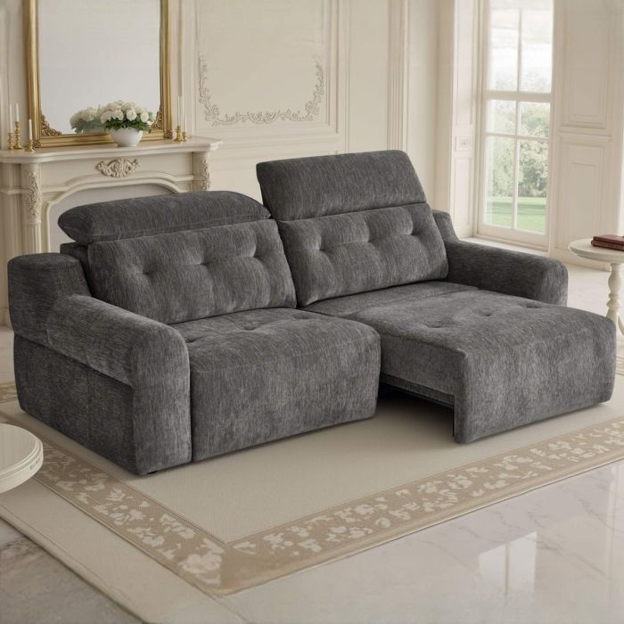 KENSLEY Fabric 2 Seater Electric Sofa Bed - Charcoal