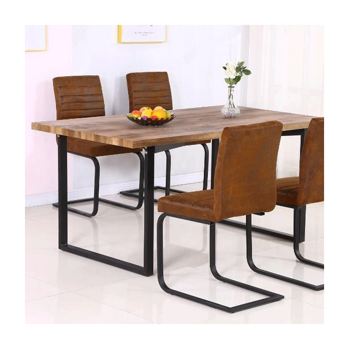 Helston Rectangular Dining Table - Oak Effect and Black