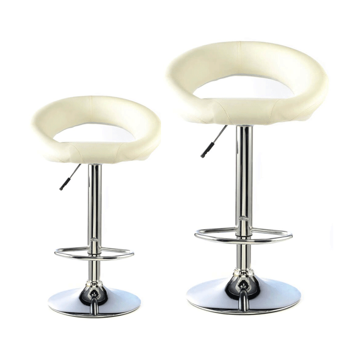 Cordova Swivel Bar Stools Set of 2 with Adjustable Height and Chrome Finish - White