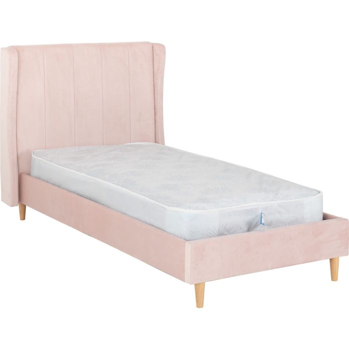 Amelia 3ft Single Bed - Pink Velvet Fabric