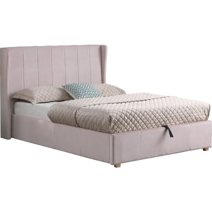 Amelia Plus 4ft6 Double Storage Bed - Pink Velvet Fabric