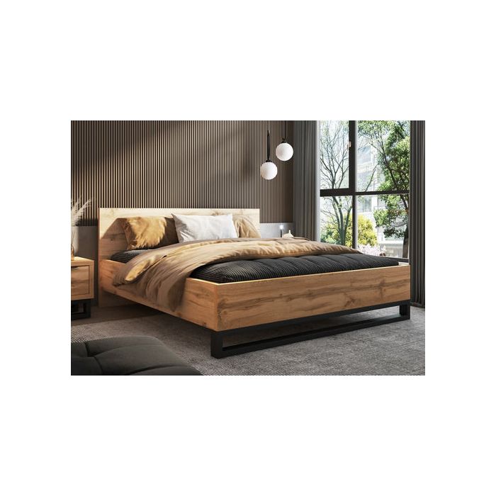 Super Kingsize Bed - BOZENA Wooden Bed Oak Wotan
