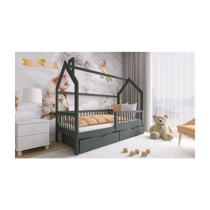 Single Bed - KOSH II Wooden 3ft Bed Graphite
