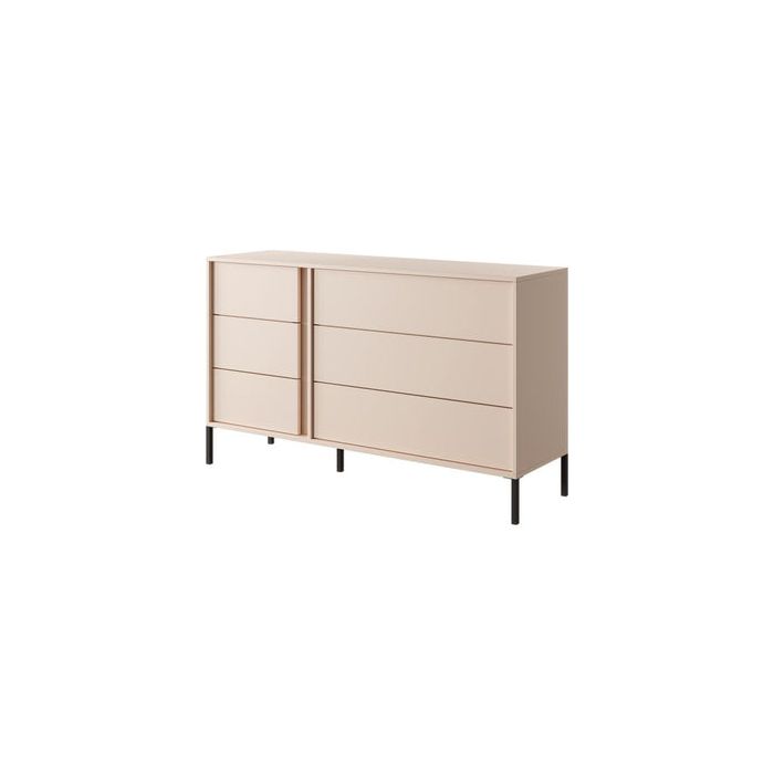 DALLAS Oak Finish Chest of Drawers - Large-sized, 6 Drawers