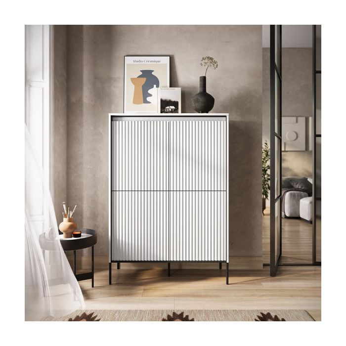 Sideboard - BURGOS Highboard White Matt 98cm