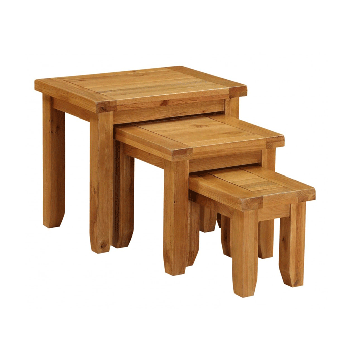 Wycombe Oak Finish Solid Oak Nesting Tables - Wood