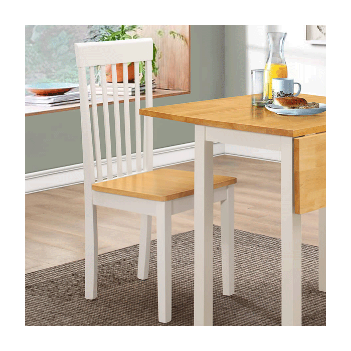 Chic Brighton Dining Chairs Sold Oak Seating in Set of 2 - White Finish
