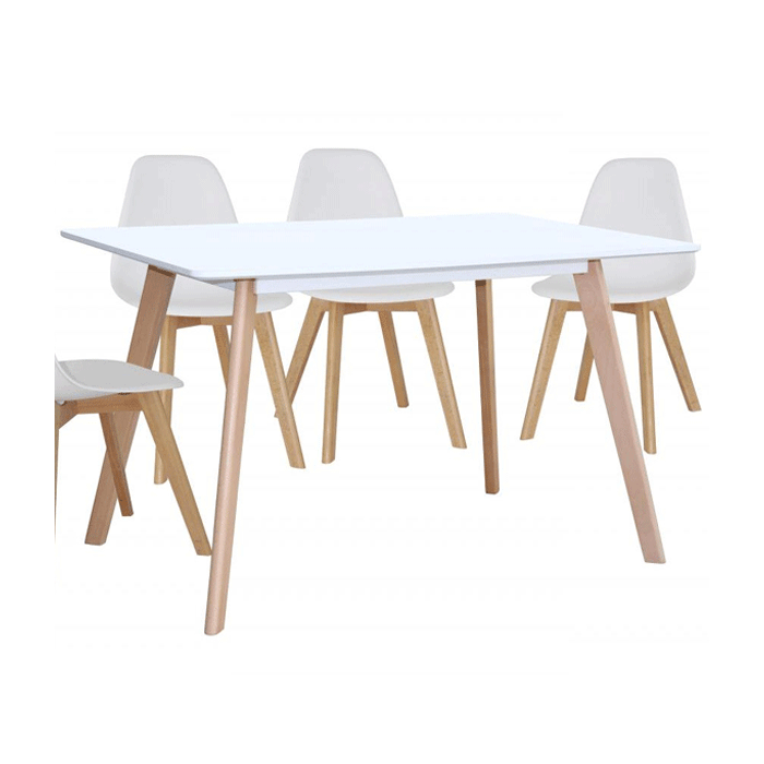 Lynton Rectangular Large Dining Table with Solid Beech Legs - White