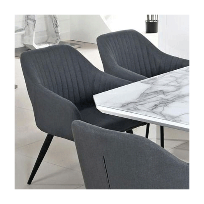 Darkseid Set of 2 Fabric Dining Chairs - Grey and Black