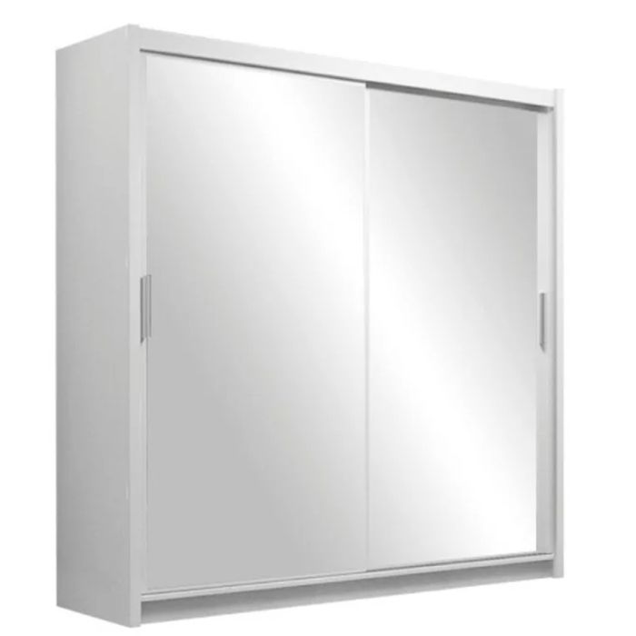 AURORA 2 Door Full Mirrored Sliding Wardrobe White - 160cm