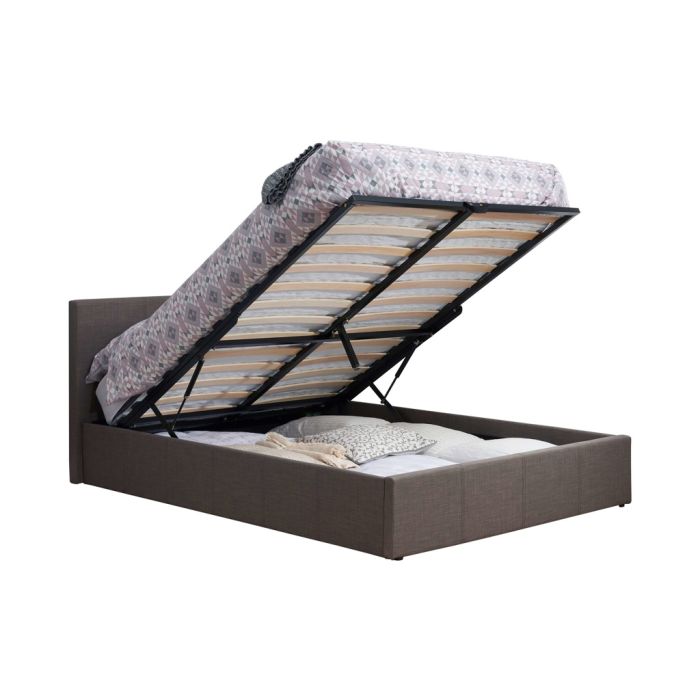 Birlea Berlin Fabric or Crushed Velvet Ottoman Bed - Double 4ft6 - Grey