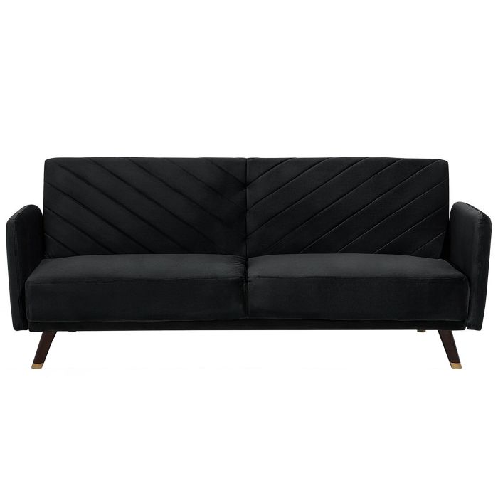 Velvet Fabric Sofa Bed Black SENJA