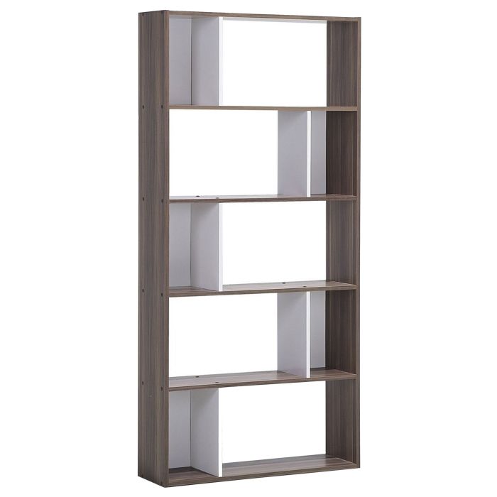 5 Tier Bookcase Dark Wood and White ORILLA
