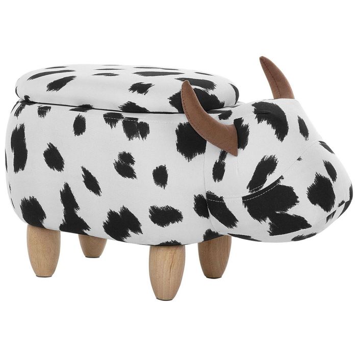 Fabric Storage Animal Stool Black and White COW