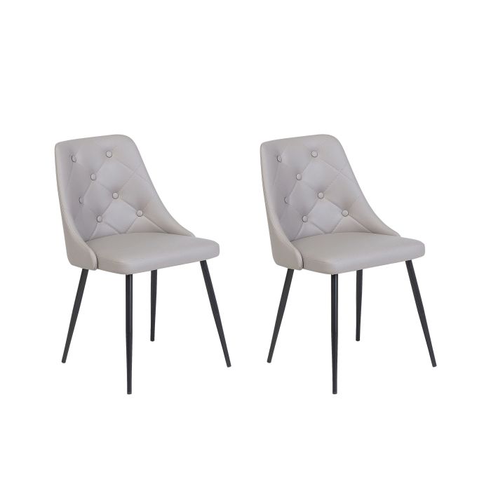 Set of 2 Dining Chairs Faux Leather Grey VALERIE
