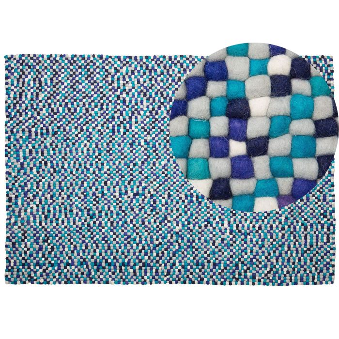 Felt Ball Rug 160x230cm Multicolour Blue