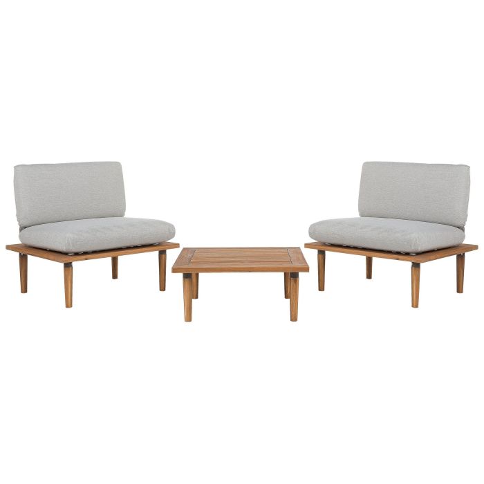 2 Seater Acacia Wood Garden Sofa Set Grey FRASCATI