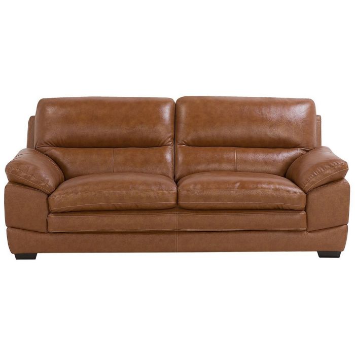 3 Seater Leather Sofa Golden Brown HORTEN