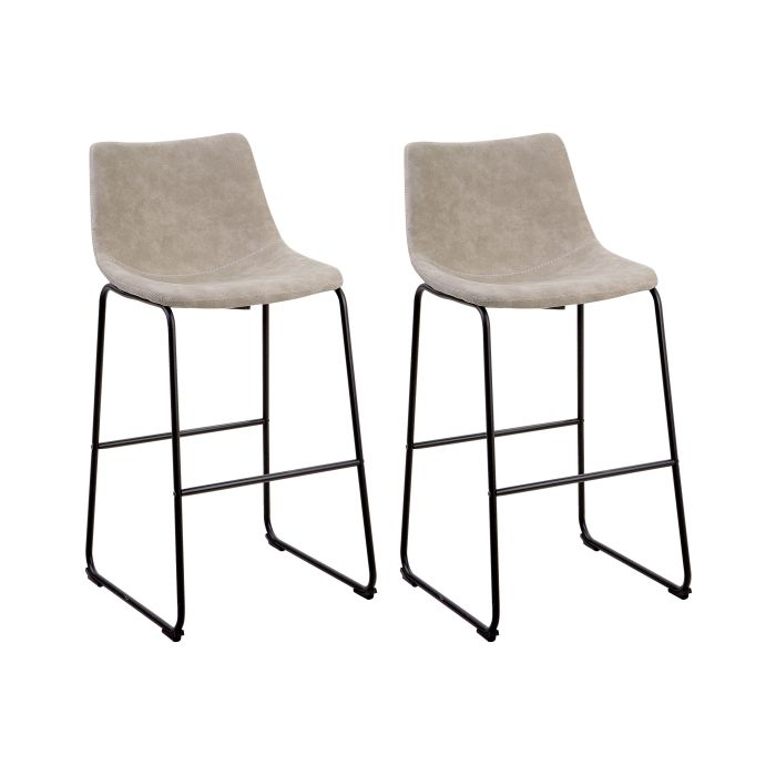 Set of 2 Fabric Bar Chairs Beige FRANKS