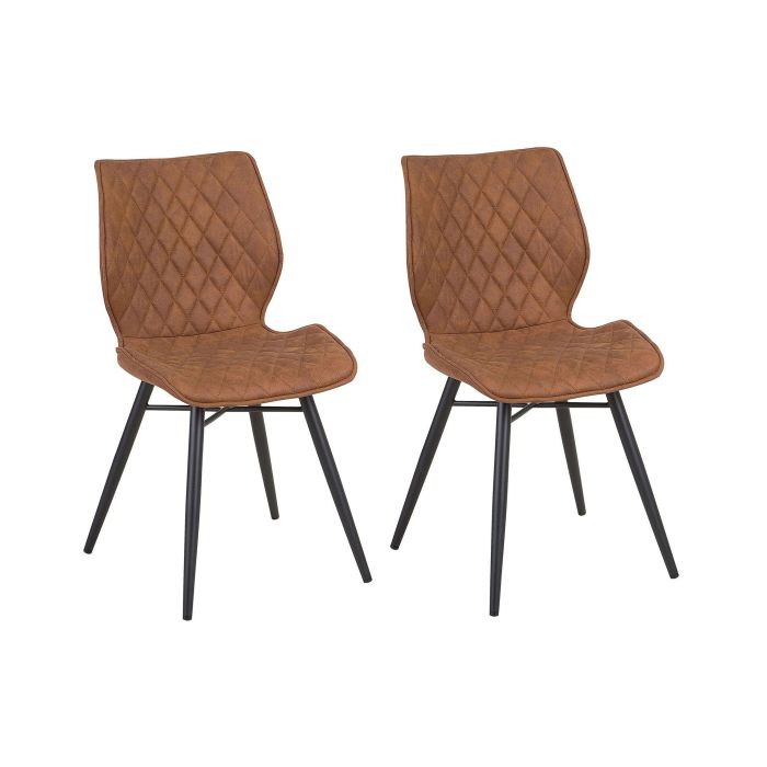Set of 2 Fabric Dining Chairs Brown LISLE