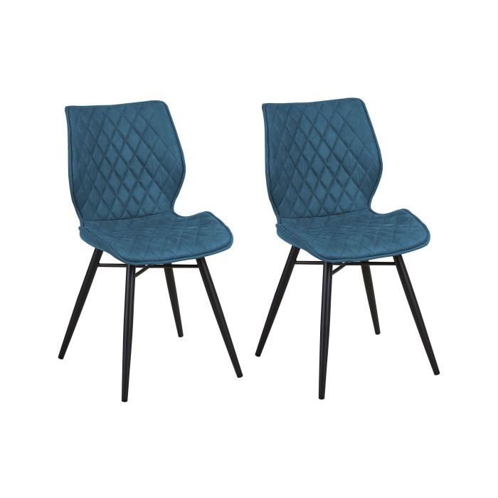 Set of 2 Fabric Dining Chairs Blue LISLE