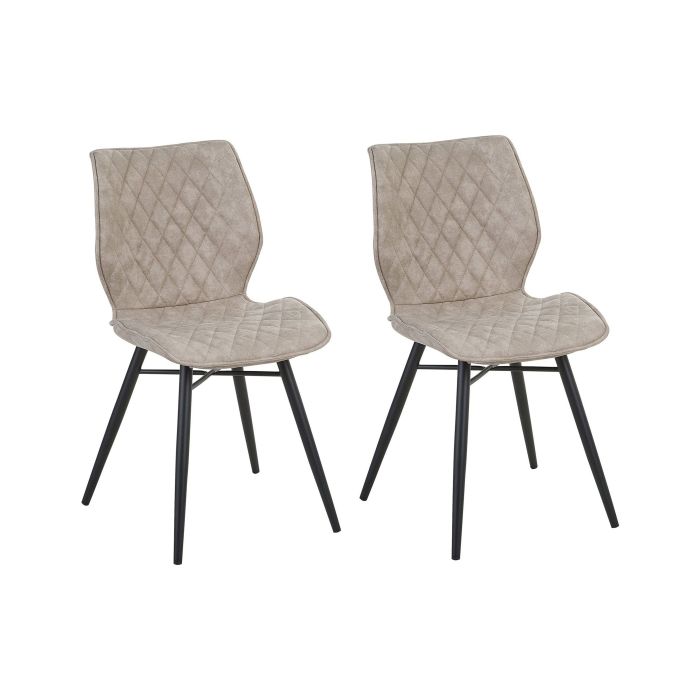 Set of 2 Fabric Dining Chairs Beige LISLE