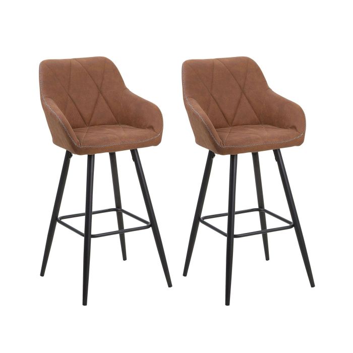 Set of 2 Fabric Bar Chairs Brown DARIEN