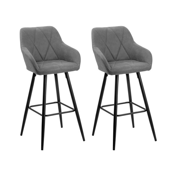 Set of 2 Fabric Bar Chairs Grey DARIEN
