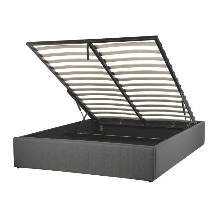 Fabric EU Double Size Ottoman Bed Grey DINAN
