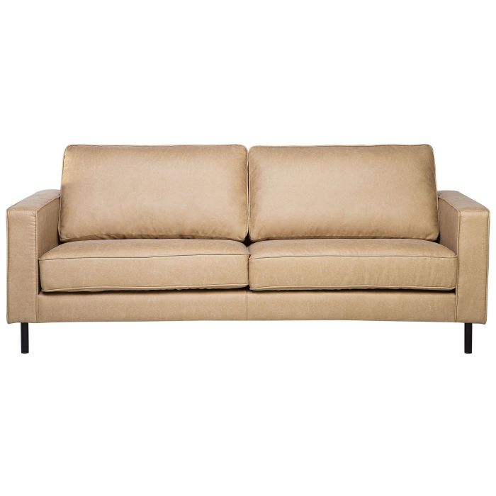 3 Seater Faux Leather Sofa Beige SAVALEN
