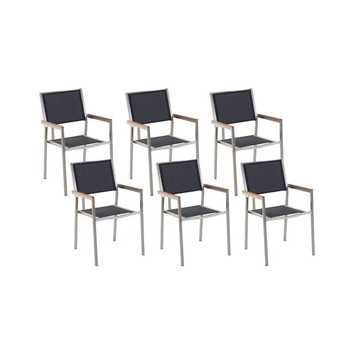 Set of 6 Garden Chairs Black GROSSETO