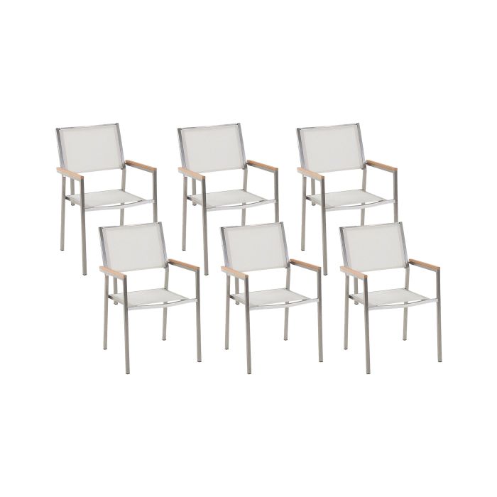 Set of 6 Garden Chairs White GROSSETO