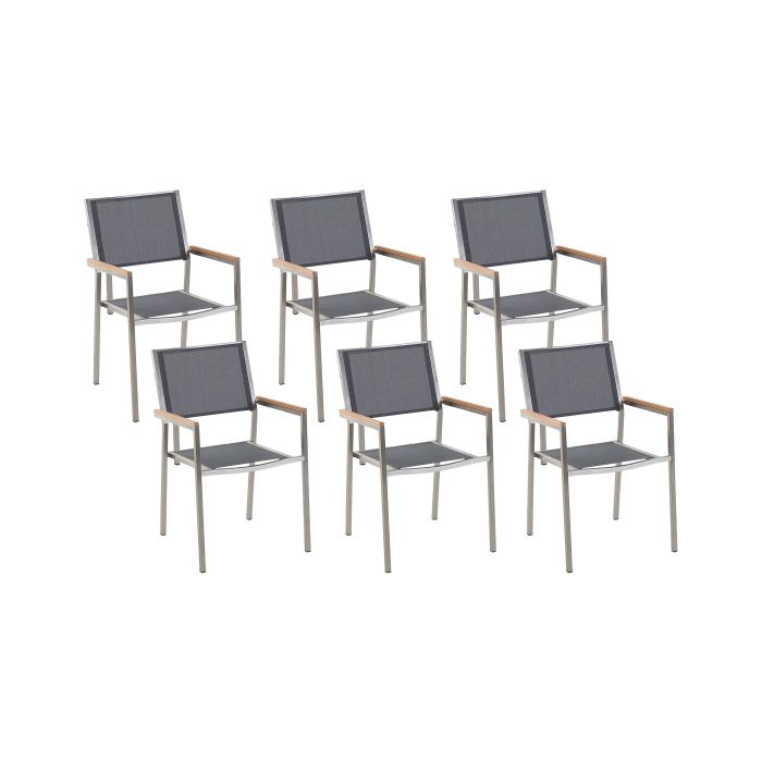 Set of 6 Garden Chairs Grey GROSSETO