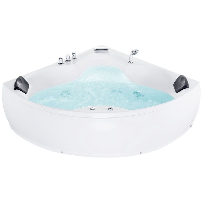 Whirlpool Corner Bath with LED 2500 x 1500 mm White SENADO