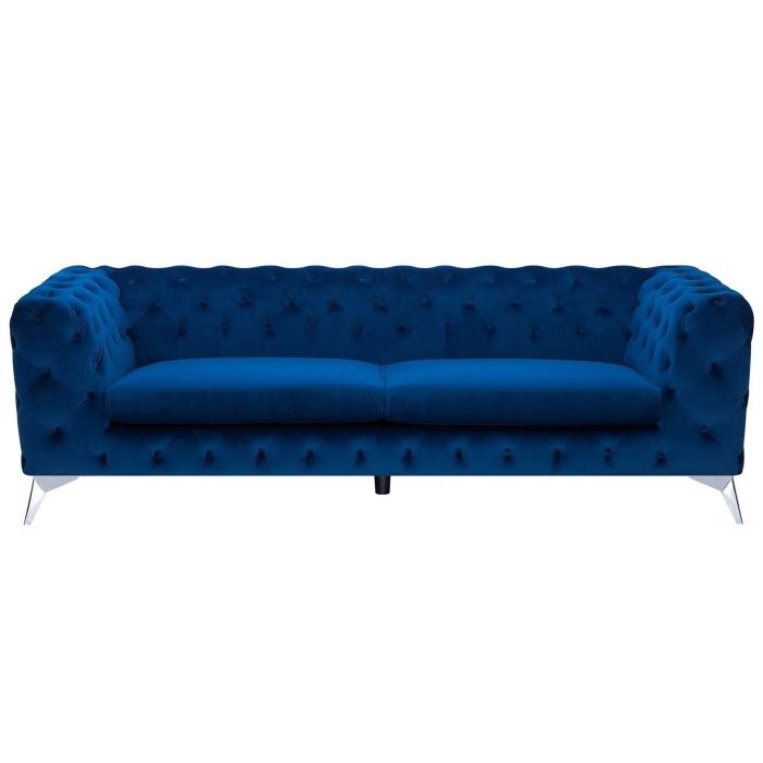 3 Seater Velvet Fabric Sofa Cobalt Blue SOTRA