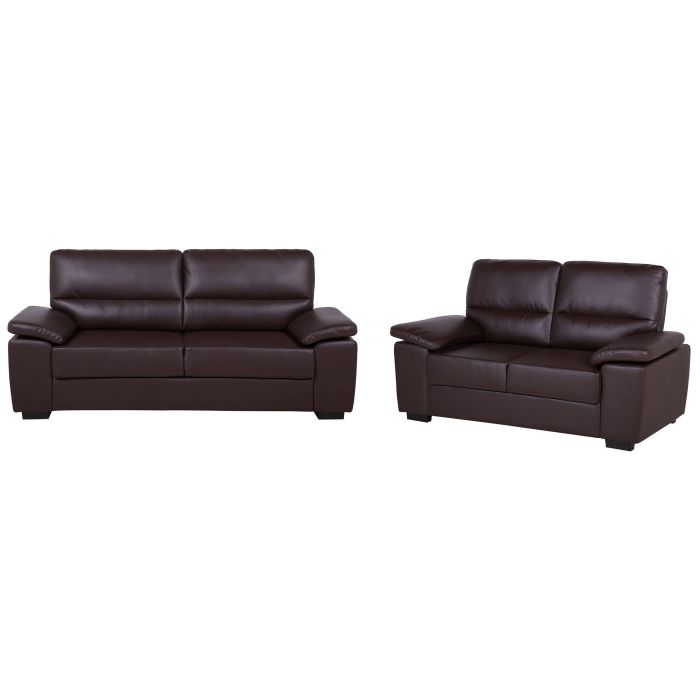 Faux Leather Sofa Set Brown VOGAR