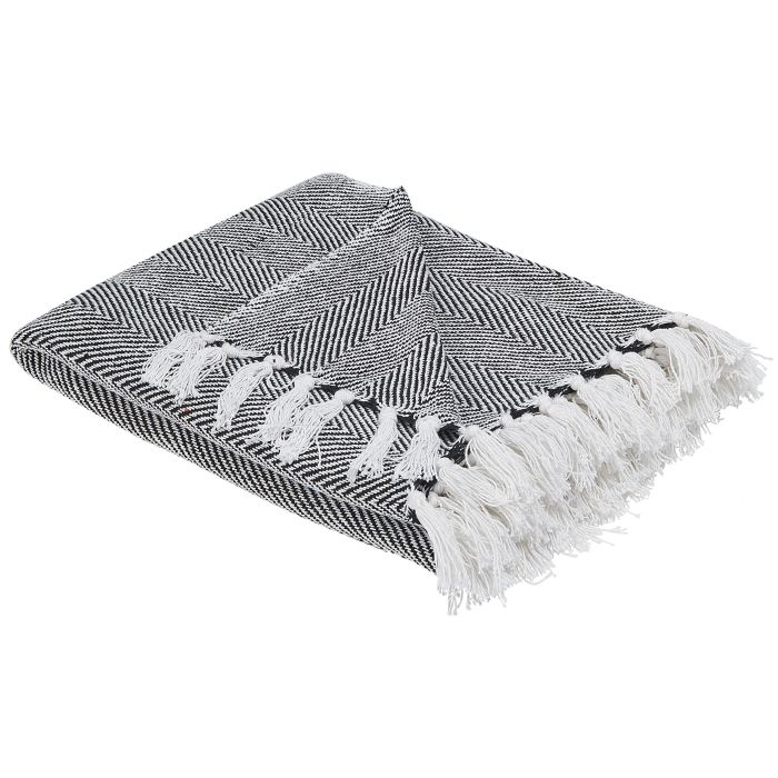 Cotton Blanket 130 x 160 cm Black TANGIER