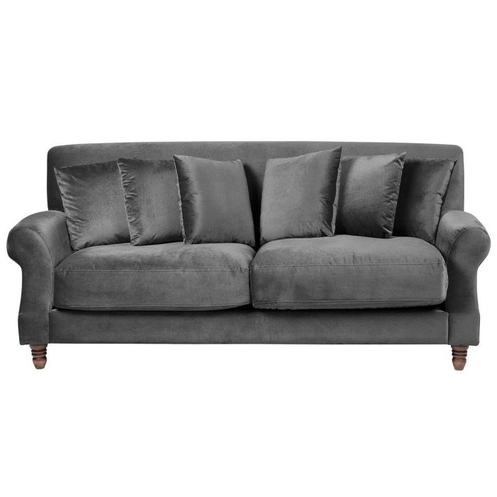3 Seater Velvet Sofa Grey EIKE