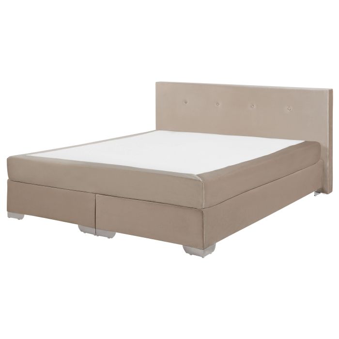 Velvet EU King Size Divan Bed Beige CONSUL