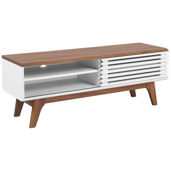 TV Stand White and Dark Wood TOLEDO