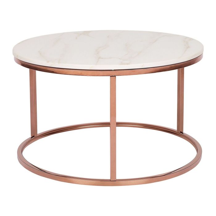 Marble Effect Coffee Table Beige with Copper CORAL