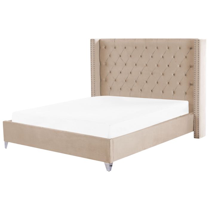 Velvet EU Super King Size Bed Beige LUBBON