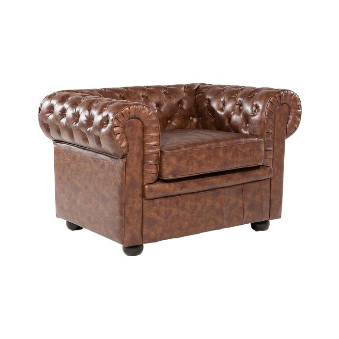 Leather Armchair Golden Brown CHESTERFIELD