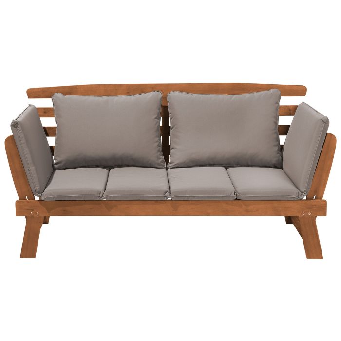 Eucalyptus Wood Garden Bench 210 cm with Grey Cushions PORTICI