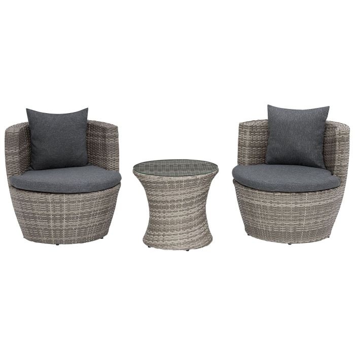 PE Rattan Garden Bistro Set Grey CAPRI