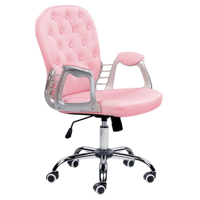Swivel Faux Leather Office Chair Pink PRINCESS