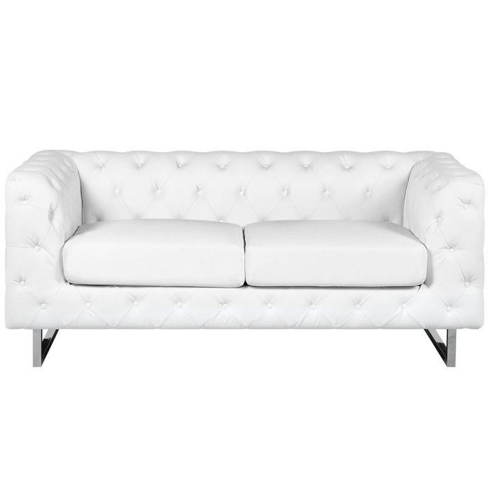 2 Seater Faux Leather Sofa White VISSLAND