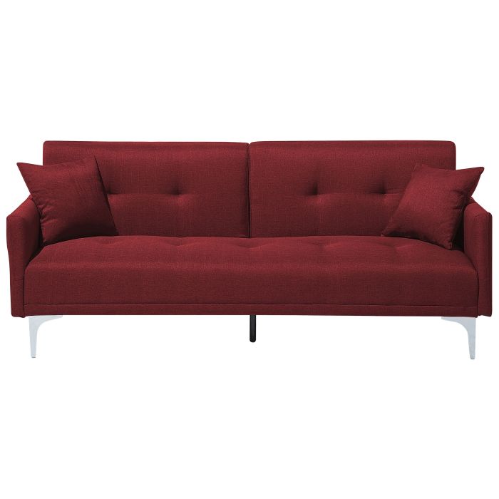 Fabric Sofa Bed Dark Red LUCAN
