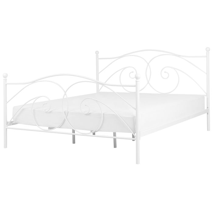 Metal EU Super King Size Bed White DINARD