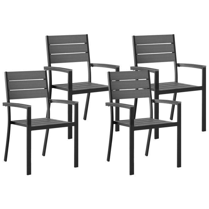Set of 4 Garden Chairs Grey PRATO
